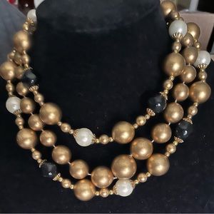 Two vintage faux pearl and faceted beads Necklace